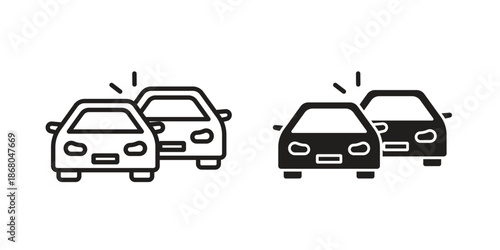 Accident icons. Line Art Style Design Isolated On White