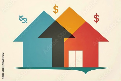 Geometric Shapes Intersecting with Vibrant Colors: A Visual Exploration of the Calculations and Consequences of House Mortgages and Credit.
