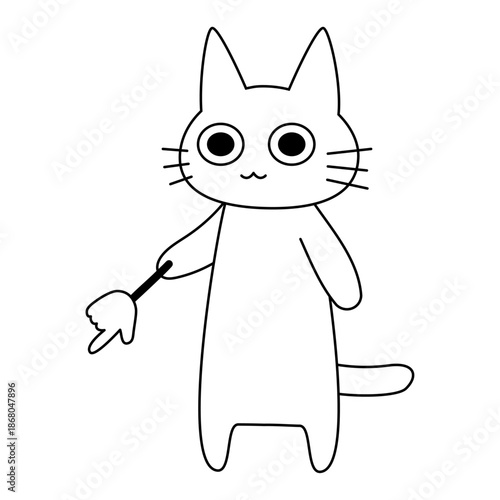 受付や案内をするかわいい白猫のイラスト