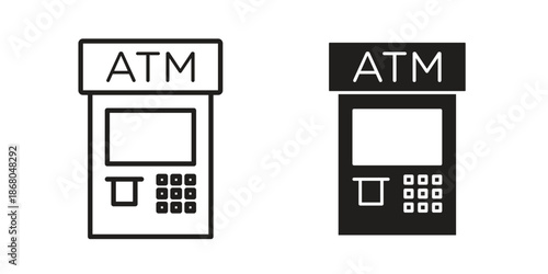 Atm icons. Line Art Style Design Isolated On White