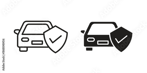 Auto insurance icons. Line Art Style Design Isolated On White
