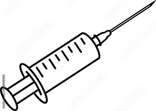 Medical Syringe Line Icon Vector Illustration for Injection Vaccination Healthcare Treatment and Clinical Medical Equipment Design
