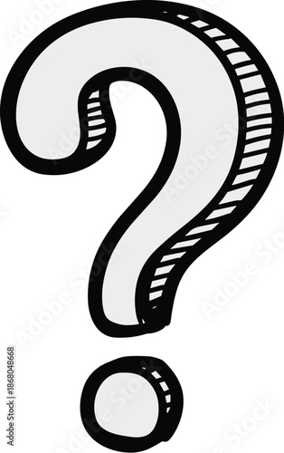 Hand Drawn Question Mark Symbol Illustration Depicting Uncertainty and Inquiry for Educational Materials Problem Solving and Decision Making Concepts Graphic Resource for Presentations and Website Des