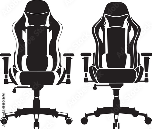 Ergonomic Gaming Chair Silhouettes Set for Professional E-sports and Office Furniture Conceptual Design