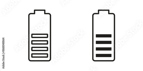 Battery icons. Line Art Style Design Isolated On White