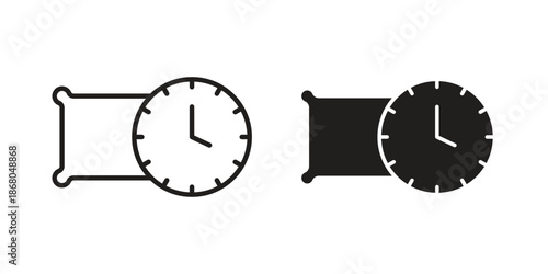 Bedtime icons. Line Art Style Design Isolated On White