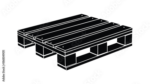 A black wooden pallet illustration with simple lines a striking silhouette