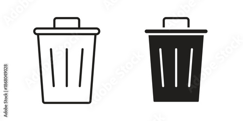 Bin icons. Line Art Style Design Isolated On White