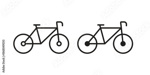 Bicycle icons. Line Art Style Design Isolated On White