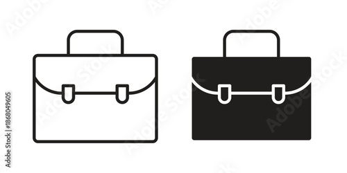 Briefcase icons. Line Art Style Design Isolated On White