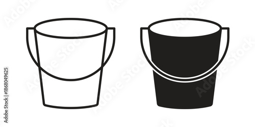 Bucket icons. Line Art Style Design Isolated On White