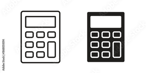 Calculator icons. Line Art Style Design Isolated On White