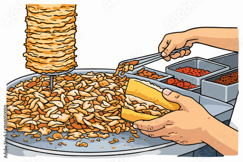 Richly meaty and delicious doner bread prepared with great skill.