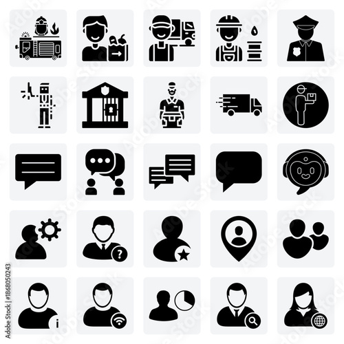 Public Safety And Essential Community Services – Roles Like Firefighter, Police Officer, And Prison Guard For Security Themes.