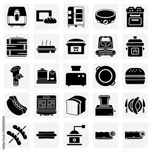 Electric Cookers And Food Preparation Gadgets – Illustrations Of A Bread Machine, Crepe Maker, And Sandwich Toaster