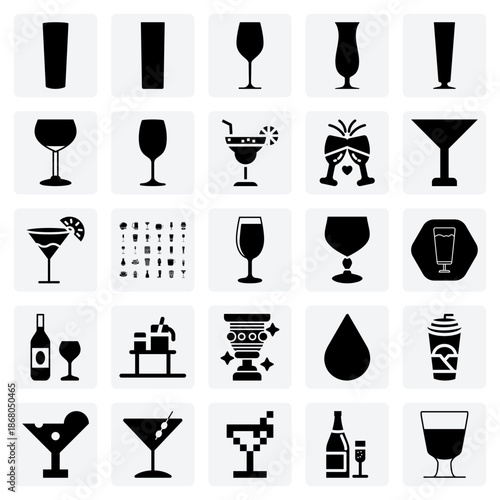 Mixology And Cocktail Presentation Glassware – A Variety Of Glasses For Showcasing Professional Bartending And Drink Recipes