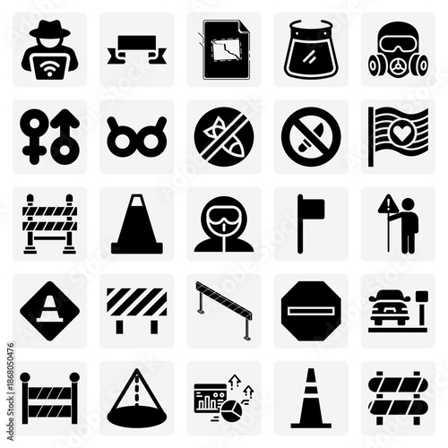 Symbols Of Protest And Social Justice – Anonymous Masks, Rainbow Flags, And Anti-Weapon Signs For Activist Campaigns.