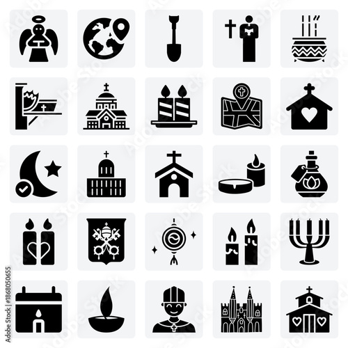 Christian Funeral Rituals And Memorials, Depicting A Priest, Chapel, Candles, And Angelic Figures For Religious Graphics.