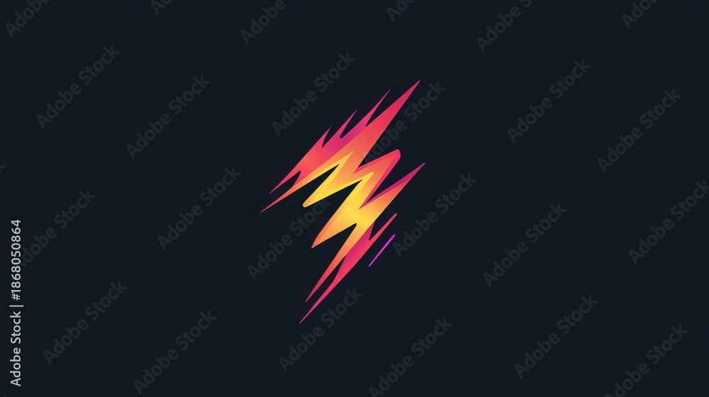 Obraz premium Electric Flash: A bold, graphic representation of a lightning bolt, rendered in vibrant hues of orange and yellow against a dark backdrop, symbolizing power, energy, and innovation.