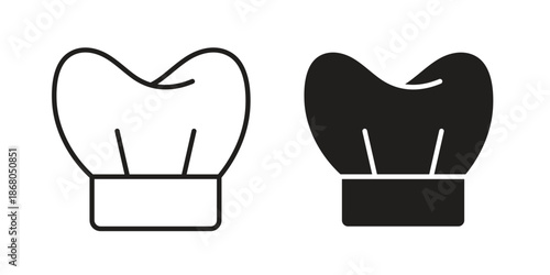 Chef hat icons. Line Art Style Design Isolated On White