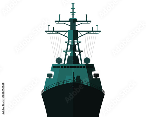Modern Naval Warship Illustration Frigate Destroyer Vessel Military Ship at Sea Patriotic Maritime Force for National Defense Marine Transport Navy Boat War Combat Naval Power Graphic Design Template