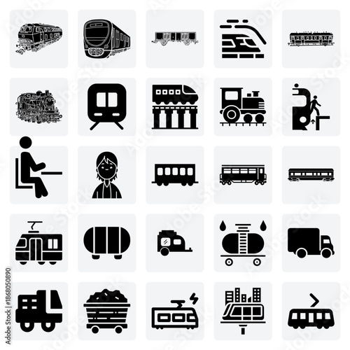 Passenger And Freight Railway Systems – High-Speed Trains, Freight Wagons, And Various Locomotive Engines For Industry Designs