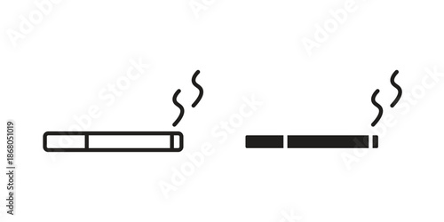 Cigarette icons. Line Art Style Design Isolated On White