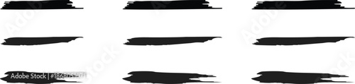 Set of black grunge brush strokes and paint smears isolated on white background.