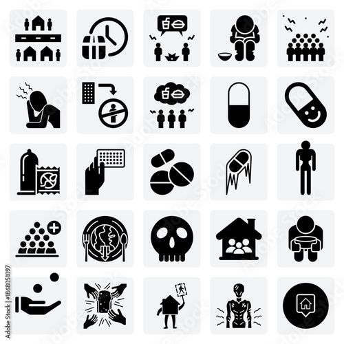 Humanitarian And Social Problems – Conceptual Graphics On Poverty, Hunger, And Family Planning For Non-Profit And Educational Use