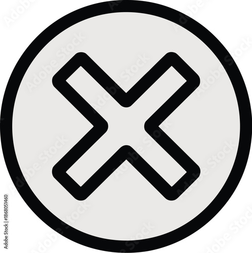 Simple black line X mark inside circle icon graphic element indicating error failure or cancellation in modern minimalist style negative confirmation for website ui design user interface ux template v