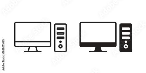 Computer icons. Line Art Style Design Isolated On White