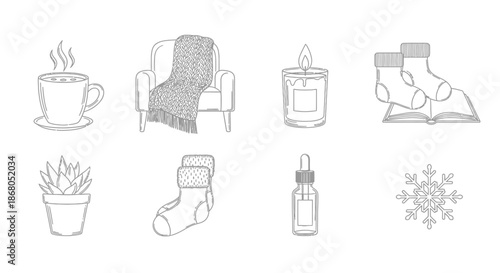 Cozy winter essentials illustration