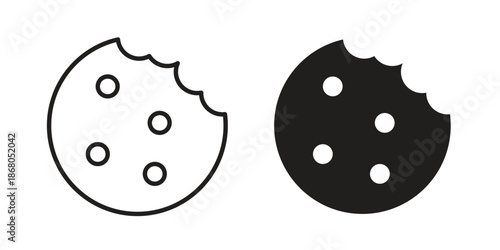 Cookie icons. Line Art Style Design Isolated On White