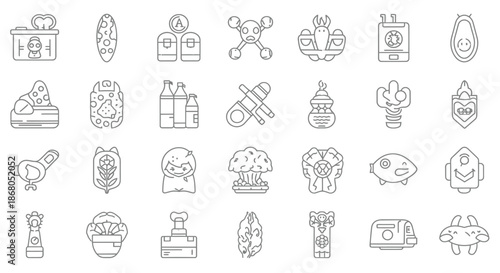 Collection of various icons illustrating different concepts illustration