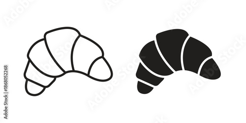 Croissant icons. Line Art Style Design Isolated On White