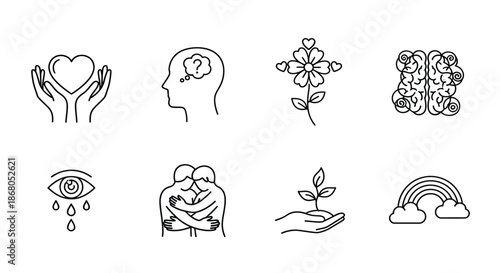 Symbolic illustrations of emotions and growth illustration
