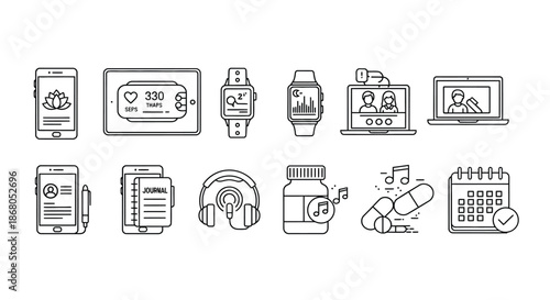 Digital health and wellness tools illustration