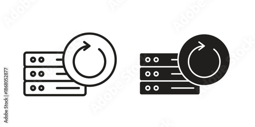 Data backup icons. Line Art Style Design Isolated On White