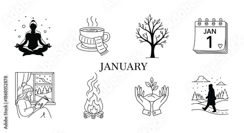 January reflection and renewal illustration