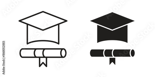 Degree icons. Line Art Style Design Isolated On White