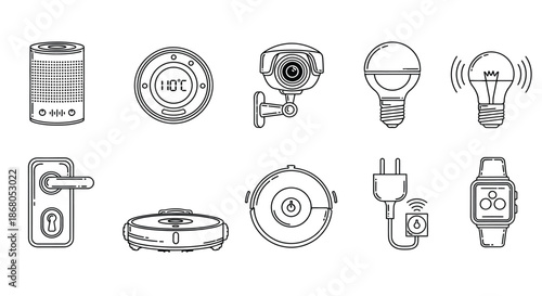 Smart home devices enhancing modern living illustration