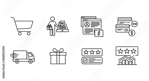 E-commerce process icons illustration
