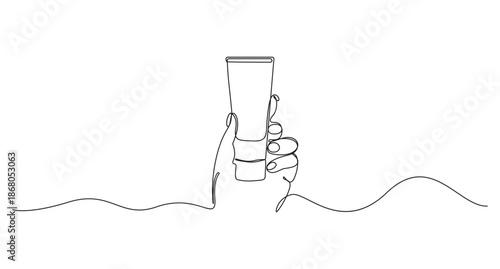 continuous line art drawing style Face Moisturizer Cream vector illustration,5