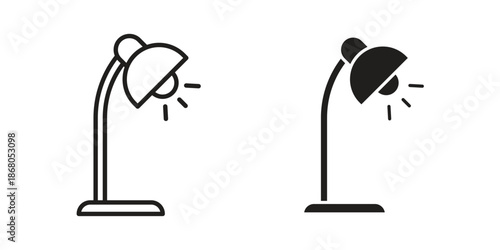 Desk lamp icons. Line Art Style Design Isolated On White
