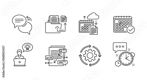 Digital workflow and project management icons illustration