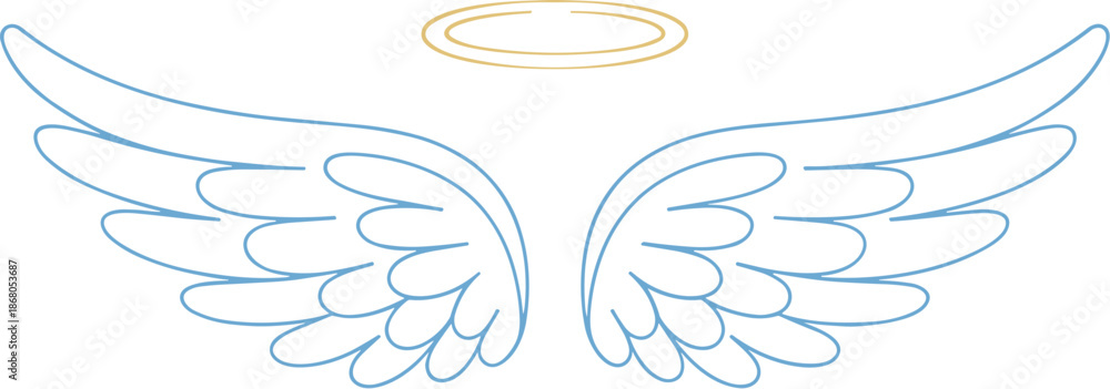 Obraz premium Delicate angel wings and halo illustration heavenly ethereal spirit design element for religious themes hope peace and spiritual guidance angelic symbol for memorial remembrance or special occasion gr