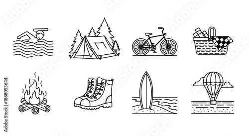 Outdoor adventure essentials illustration