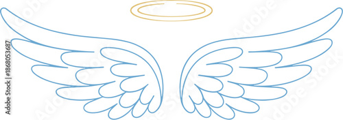 Delicate angel wings and halo illustration heavenly ethereal spirit design element for religious themes hope peace and spiritual guidance angelic symbol for memorial remembrance or special occasion gr