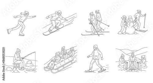 Winter activities illustration illustration