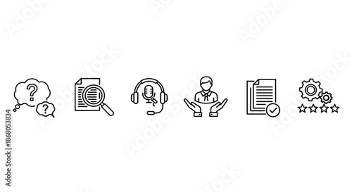 Customer support and service icons illustration